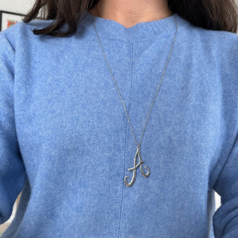 "A" Initial Pendant Necklace in Silver